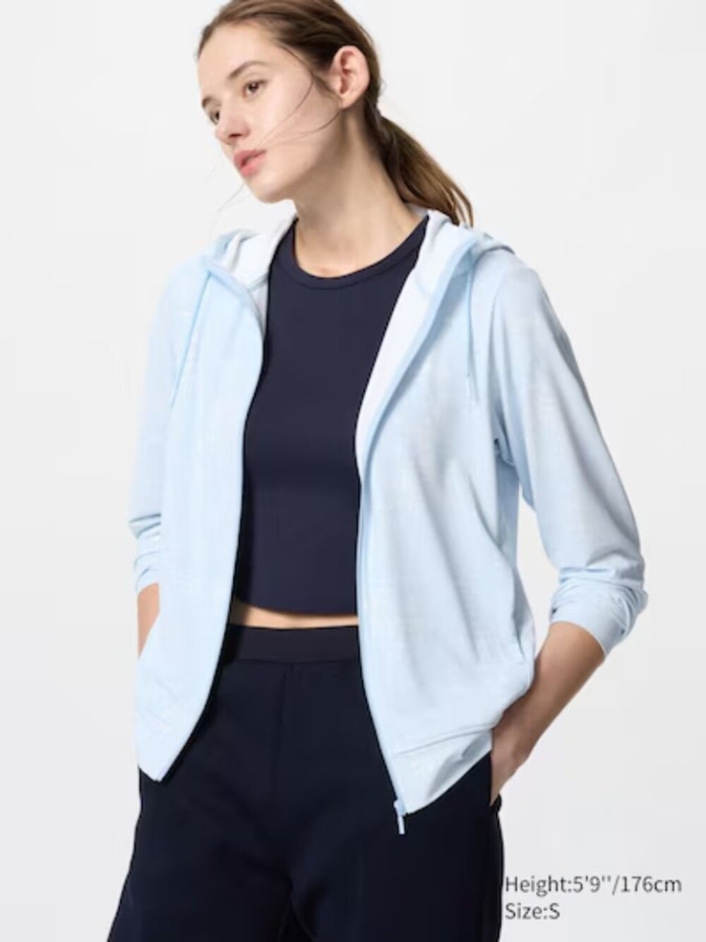 Uniqlo AIRism UV Protection Full-Zip Hoodie - 60 Blue